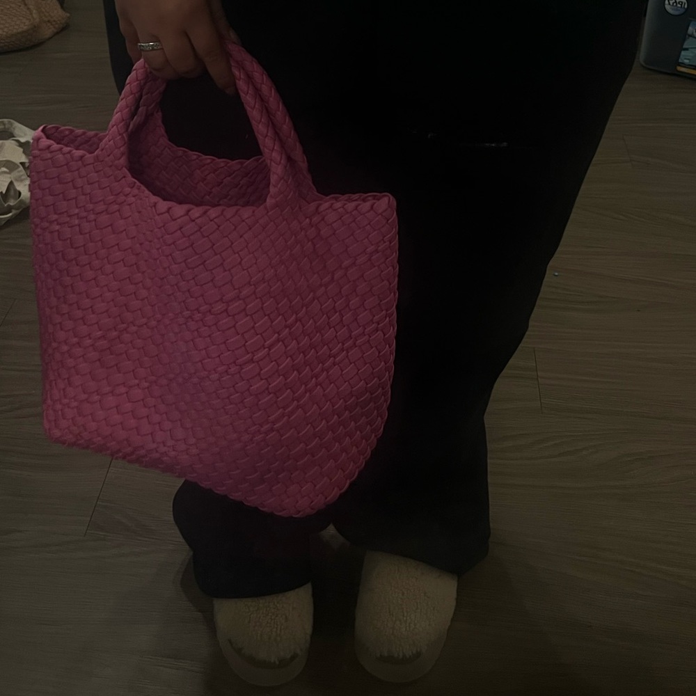 Pink woven bag